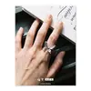 Anillo Abierto Ajustable con Diamantes de Circonia Color Plata 925 Chapado en Cobre, Lujo Ligero, Sensación de Alta Gama, Diseño de Nicho Anillo de Mariposa
