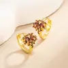 Nuevos Pendientes de Hoja de Arce con Circonita Roja Versátiles Exquisitos y Delicados de Otoño e Invierno Estilo Retro Francés Joyería para Orejas de Nicho para Mujer
