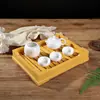 Plato de Sashimi de Salmón, Cubo de Sushi con Textura de Madera, Plato de Mesa, Cocina Japonesa y Coreana, Plato con Hielo, Sashimi de Pescado Crudo, Utensilios de Comedor