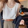 Chaleco de Algodón Traje de Tirantes para Mujer Camiseta Interior Básica Verano Nuevo Hilo Ajustado Cubriendo Para-pechos Top Exterior para Mujer