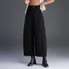 Calça de perna larga moderna em mistura de lã para mulheres, nova coleção outono/inverno 2026, cintura alta, afina a silhueta, comprimento cropped, simples, moderna e casual