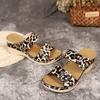 2023 comércio exterior transfronteiriço plus size sapatos femininos retro praia sandálias cunha leopardo cunha peep toe sandálias casuais para mulheres