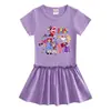 2026 Nuevo Estilo de Verano Estilo Coreano Ropa Infantil Vestido de Niña de Dibujos Animados de Manga Corta con Colores Contrastantes para Bebés y Elegantes Faldas Plisadas