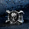 Anillo de Acero Inoxidable para Hombre Iron Warrior Venta al por Mayor Cadena Europea y Americana Joyería de Calavera Suministro de Amazon