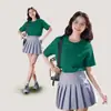 Camiseta de Algodão Puro de Manga Curta para Mulheres, 230g, Cor Sólida, Gola Redonda, Versátil, Solta, Casual, Top de Manga Meia-Manga, Unissex