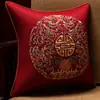 Cojín Rojo de Boda Decoración Festiva China Almohada de Respaldo Funda de Algodón para Sofá Cojín Sala de Estar Cama Hogar Relleno de Almohada
