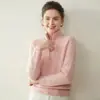 Suéter de Cachemira para Mujer, Cuello Alto con Media Cremallera, Corte Holgado, Nuevo Tejido de Lana Otoño e Invierno, Top Grueso de Capa Base