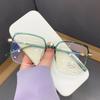 Gafas cuadradas lisas antiluz azul para mujer, estilo cibernético, populares en Corea, de moda, con montura esmerilada y adelgazante para rostro grande, 2024