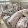 Juego de Ropa de Cama de Algodón con Dibujos Animados Lindo de Cuatro Piezas Estilo Ins para Chica Gatito Kt Funda Nórdica Sábana de Cama Algodón Puro Juego de Tres Piezas para Dormitorio
