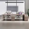 Escritorio de estación de trabajo simple y moderno, adecuado para 4 empleados, muebles de oficina y un juego de mesas y sillas para 6 empleados