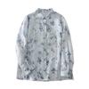Foto Real de Camisa Azul Floral Nueva de Otoño, Camisa Estampada, Camisa Estampada Artística Francesa, Top Versátil para Mujer