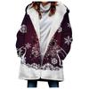 Abrigo trench de mujer nuevo de 2023 de venta caliente transfronteriza invierno engrosado estilo europeo y americano patrón navideño abrigo con capucha lote