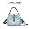 Bolso tipo cubo nuevo estilo chino, bolso cesta bordado de gran capacidad para hombro y bandolera transfronterizo, bolso de mano de moda para el día a día