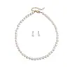 Conjunto de três peças de colares vintage europeus e americanos com pérolas e miçangas, brincos minimalistas de nicho, pulseiras da moda de alta qualidade para mulheres