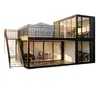 Escritório container, fachada cortina de camada dupla, casa container móvel pré-fabricada moderna, casa container móvel residencial