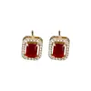 Pendientes Colgantes Cuadrados de Diamante Super Flash Aguja de Plata Lujo Accesible Pendientes Exquisitos de Gama Alta Diseño de Pendientes de Nicho Fábrica de Pendientes