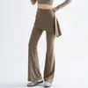 Conjunto de Yoga para Mujer Otoño Verano Ajustado Manga Larga Ropa Deportiva Pantalones de Cintura Alta Micro Acampanados Correr Pilates Entrenamiento Conjunto Completo