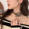 Collar de leopardo y rosa, estilo picante, gargantilla, suéter, personalidad de nicho, exquisita cadena para el cuello, joyería