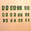 Unhas Postiças Verde Escuro Imitando Pedra Preciosa Starlight Brilhantes, Toque de Luxo Leve de Alta Qualidade, Efeito Iluminador, Estilo Curto, Perfeitas para Pele Amarelada