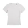 Camiseta de mujer de manga corta de color liso, cuello redondo, nuevo estilo de verano, versátil, hombro normal, entallada en la cintura, camiseta básica ajustada