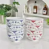Porcelana de Hueso Azul y Blanco Bajo Esmalte Patrón de Encaje de Hierba Tang Cuenco para Arroz Vajilla Doméstica de Alto Valor Fabricante de Cuencos Venta Directa al Por Mayor