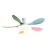 Luz de Ventilador de Techo para Habitación Infantil con Hojas de Colores Macarrón Luz de Ventilador Acogedora para Dormitorio Ventilador de Techo con Espectro Completo Protección Ocular Candelabro