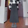 Saia de Lã Preta para Mulheres Outono e Inverno 2024 Nova Saia Longa Reta Elegante Emagrecedora Saia de Tricô Linha A para o Quadril