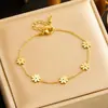 Pulsera de Acero Inoxidable con Baño de Oro Brillante en Forma de Flor de Margarita, Versátil, de Alta Gama, a la Moda, Pulsera Versátil de Tendencia Transfronteriza Europea y Americana