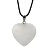 Moda Europea y Americana Colgante de Corazón de Cristal Rosa Collar con Cordón de Cuero para Mujer Versátil Collar de Ágata Multicolor Regalo del Día de San Valentín