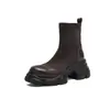 2025 Plataforma de Solado Grosso Salto Alto Elástico Camurça Costura Zíper Traseiro Botas Curtas para Mulheres Outono e Inverno Tamanho Grande Botas Femininas Botas Slim