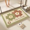 Alfombra de Piso Floral para Baño Suave Felpa Imitación Cachemir Alfombra Doméstica para Inodoro Absorbente Felpudo para Puerta Resistente al Desgaste para Baño