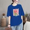Playera de Manga Corta Estampada de Cuello Redondo para Mujer Verano Nuevo Estilo Coreano Suelta Casual Perezosa Diseño de Media Manga Top Estilo Occidental