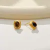 Pendientes Cuadrados de Moda de Alta Gama Lujo Ligero Ojo de Tigre Pendientes de Oficina Accesorios para Orejas de Metal Cepillado Elegantes Versátiles
