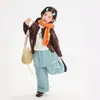 Ropa Infantil Nuomi Wanzi 2026 Otoño Pantalones Casuales de Algodón Puro para Niñas con Solapa Trasera y Etiqueta Parcheada, Pantalones Rectos, Pantalones Falda para Niños al por Mayor