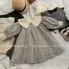 Vestido para Menina 2025 Outono Novo Estiloso Bebê Menina Soltinho Gola Lapela Manga Longa Infantil Vestido Floral