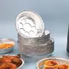 Recipiente de papel de aluminio para freidora de aire, desechable, para barbacoa, horneado, lonchera de papel de aluminio, a prueba de aceite para alimentos, recipiente redondo, plato de papel de aluminio