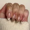 Uñas Vestibles Navideñas 2024 Copo de Nieve Amor Muñeco de Nieve Manicura Cortas Almendra Lazo Uñas Largas Europeas y Americanas Venta al por Mayor