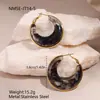 Moda Otoño e Invierno Transfronteriza Europea y Americana Pendientes de Acero Inoxidable Resina Maillard Retro para Mujer Joyería de Oreja de Personalidad Exagerada Venta al por Mayor