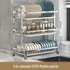 Escorredor de Louça de Aço Inoxidável Multifuncional Rack de Armazenamento de Cozinha Escorredor de Louça Porta-Talheres Porta-Facas para Pratos Rack de Armazenamento para Armário