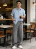 Calça Jeans Reta com Botões Decorados Cinza Lavado para Homens, Novo Estilo de Primavera, Solta e Fashion, Calça Longa Casual Versátil para Mulheres