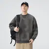 Outono 2026 Novo Retrô Americano Tie-dye Desbotado 400g Color Block Solto Casual Versátil Manga Longa Gola Redonda Moletom