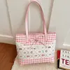 Bolso Tote de Hombro Grande de Cuadros Retro Dulce Chic Casual para Mujer 2026 Nuevo Bolso Chica Mariposa