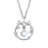 Collar de Astas de Ciervo Estilo Bosque con Colgante de Piedra Lunar, Joyería de Plata S925 de Nicho, un Símbolo de Compañerismo, Regalo de San Valentín al por Mayor