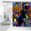 Atacado transfronteiriço temu dropshipping jit animais da selva leopardo estilo ins cortina de chuveiro de banheiro primavera à prova d'água cortina pequena