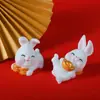 Conejo de la Suerte de Año Nuevo Micro Paisaje Adornos Pequeños Animales Lindos Jardinería Resina Accesorios Creativos
