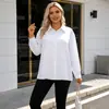 Camisa de Manga Larga Minimalista para Mujer de Estilo Nuevo Transfronterizo Europeo y Americano con Corte Holgado Versátil y Cuello de Solapa
