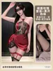 Estilo Puro Desejo Vestido Bodycon com Patchwork de Renda Alça Halter Sexy com Alças Finas Conjunto de Lingerie Estilo Cheongsam para Boate