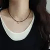 Colar Colar com Pingente de Coração de Espinélio Preto Natural Acessível Luxo Nicho Corrente Clavícula 2025 Novo Simples High-End Colar de Suéter