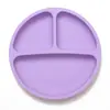 Plato Redondo de Silicona con Ventosa para Niños Más Vendido de Amazon para Bebés y Niños Pequeños, Antiperdido, Plato Fijo de Tres Compartimentos con Cara Sonriente