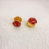Pendientes de moda nuevos de oro auténtico de 18 quilates con baño de latón para mujer, pendientes de esmalte de color sólido con temperamento de tendencia, venta al por mayor